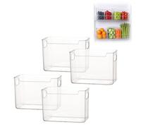 Clear Freezer Storage Bins, Refrigerator Organizers and Storage,Stackable Kitchen Freezer Organizer Bins with Handles for For Kitchen,Freezer,Cabinet (4 PCS L)