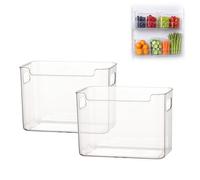 Clear Freezer Storage Bins, Refrigerator Organizers and Storage,Stackable Kitchen Freezer Organizer Bins with Handles for For Kitchen,Freezer,Cabinet (2 PCS L)
