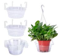 Clear Hanging Basket Saucers 8/10/12 inch, Plastic Drip Pan with Hooks for Hanging Plants, Water Catcher Tray for Indoor Outdoor (12 inch)
