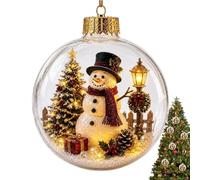 Clear Lighted Holiday Pendant, Glowing Christmas Diorama Ornament | Mini Holiday Scenes With LED Lights, Glowing Christmas Bauble For Winter Indoor Outdoor Windowsills Yard