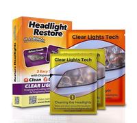 Clear Lights Tech Kit Rénovation Phare Voiture sans Ponçage - Lingettes Rénovateur Phares pour Phares Jaunis, Opaques et Oxydés - Nettoyage Rapide 2 Minutes + Protection UV Longue Durée