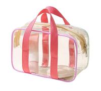 Clear Makeup Bag, Portable Cosmetic Pouch, Water-Resistant Zippered Case, 7.87x3.15x4.33 inches for Travel, Airport, Gym, Beach, School, Vacation, Concert, Stadium