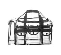 Clear Makeup Bag - Transparent PVC Tote, Waterproof Shoulder Pouch | Large Capacity Travel Toiletry Carrier 40cm Six External Pockets Tissue Storage Slot with Sturdy Handles for Stadium Events