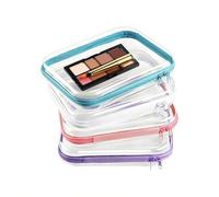 Clear Makeup Bag, Zipper Cosmetic Pouch, Transparent Travel Case, Toiletry Storage Organizer Set, 4 Piece Portable Design for Women, Skincare, Vacation, 7.87x4.72x1.97 inches
