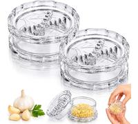 Clear Manual Garlic Twister and Ginger Mincer Tool, Manual Garlic Twister & Masher, Presse-ail, Gadget de Cuisine, Multi-Functional Mincer for Onion, Ginger, Nuts, Passe au Lave-vaisselle (2PC)