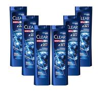 Clear Men Shampooing Antipelliculaire pour tous les types de cheveux et de cuir chevelu Action 2in1 jusqu'à 100% de protection contre les pellicules* 6x 225 ml