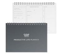 Clear Mind Concepts® Agenda de productivité journalière - A4 à spirale, pages épaisses double face de 160 g/m² pour la gestion de l'esprit, du corps, de l'esprit et du temps pour 6 mois de maîtrise de