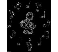 Clear Music Note Treble Clef + 12 Music Notes iron on Rhinestone Transfer crystal hotfix t-shirt transfer by CrystalsRus