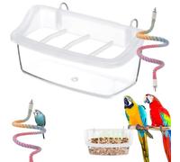 Clear Plastic Outdoor Bird Feeder with Hanging Compartments Anti-Waste and Anti-Splash Compatible Cage for Parrots and Small Birds (1 pièce)