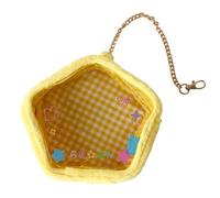 Clear Pouch Keychain, Display Mini Pouch, Star Element Design Storage Bag, Transparent PVC Case for Doll Trinkets Travel Everyday Use, Purse Fit, Red 4cm Yellow 5cm