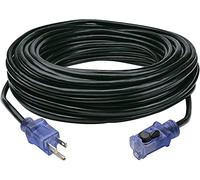 Clear Power 80 ft Outdoor Extension Cord 16/3 SJTW with Lighted Locking Connector, Black, Water & Weather Resistant, Flame Retardant, 3 Prong Grounded Plug, DCOC-0128-DC