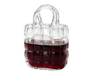 Clear Purse Vase, Bag Flower Vessel, 7x5 inches Basin with Polished Handles, Transparent Decorative Floral Holder, Aesthetic Ornament with Modern Style, Table Decor for Weddings and Dining Rooms