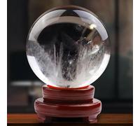 Clear Quartz Crystal Ball with Stand Real Sphere Display Ornaments Feng Shui for Lens Photography Gazing Divination Fortune,8cm/3.1in Gemstone Stone