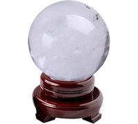Clear Quartz Crystal Ball with Wooden Stand, Sphere Sculpture Figurine,Family Decorative,Fortune Teller,Feng Shui,Witchcraft,Witch Decor,13cm Gemstone Stone