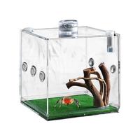 Clear Reptile Cage, Jumping Spider Growth Enclosure, Lightweight and Ventilated Habitat, Transparent Small Animal Breeding Box, for Turtles, Beetles, Snails, Lizards, Amphibians