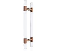 Clear Round Gate Handles Hardware for Exterior Interior Barn Doors, Acrylic Push Bar Double Sided Puller Easy to Install(Rose Gold,120cm/47 inch)