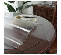 Clear Round Vinyl Tablecloth Plastic Oilcloth Table Cover Protector,49cm Givré Waterproof Vinyl Desk Mat Pad,1.5mm Transparent Plastic Crystal Pad for Home Spill Resistant Hard Floor Protector