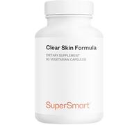 Clear Skin Formula - Complément Alimentaire Anti-Acné & Imperfections de la Peau - Peau Nette & Saine - Bardane, Lactoferrine, NAC, Chardon-Marie, Vitamines A, B3, B6-90 Gélules Véganes - SuperSmart