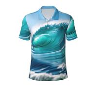Clear Sky Wave Polo de golf à manches courtes en coton pour homme, Noir , M