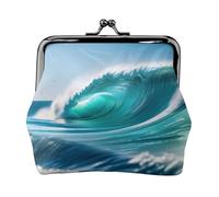 Clear Sky Wave Portefeuille en cuir PU avec imprimé Kiss Lock Mini pochette pour rouge à lèvres et changement de clés