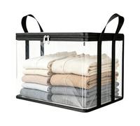 Clear Storage Bags, Bedding Organizer Box, 32cm and 38cm for Clothes Blanket Sheet Organization and Storage, Transparent Zippered Design with Foldable Space Saving Construction