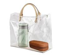 Clear Tote Bag for School - Stadium Purse, imperméable transparent en PVC fourre-tout | See Through Bag for Working, PVC Tote Bag, Clear Lunch Bag for Travel and Beach, D, Fare riferimento alla