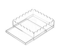 Clear Tray, Acrylic Scalloped Design, Customizable Photo Insert, Desktop Display Holder, Storage Organizer for Messages, Embroidered Napkin, Frame, Photos, Home, Bedroom, Transparent Color