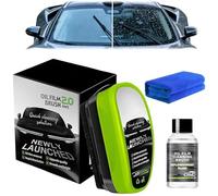 Clear Vision Nettoyant Pare-Brise Voiture 2.0 - Brosse Anti Film Gras pour Vitres Auto, Nettoyant Vitre Voiture avec Liquide Recharge & Chiffon, Visibilité Claire sous Pluie et Brouillard (1PCS)