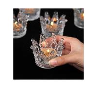 Clear Votive Candle Holders Set of 6 Crown Glass Tealight Candle Holder for Wedding, Party and Home Decor