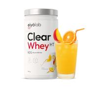 CLEAR WHEY HT | Whey Isolate Rafraîchissante | 90% de Protéines | Riche en BCAA et Glutamine | Protéines Musculation | Pauvre en Lactose | Texture Légère et Fruitée Goût Orange Mangue | 500g | Eiyolab