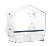 Clear Window Bird Feeder - Suction Cup Feed Box for Backyard Birds | Transparent Acrylic with Detachable Tray, Easy Attach Design, Finch Sparrow Feeding Station Indoor Balcony Patio