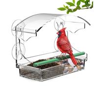Clear Window Bird Meeder - Station d'alimentation des Oiseaux en Acrylique Transparente | Tapis d'aspiration puissants avec bac à Amovible | Récipient Alimentaire extérieur pour fringues p