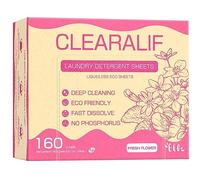 CLEARALIF Lot de 80 feuilles de détergent à lessive jusqu'à 160 brassées, fleurs fraîches - Idéal pour les voyages, les appartements, les dortoirs, les bandes de détergent à lessive CLEARALIF
