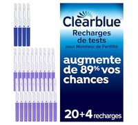 Clearblue Pack de Recharge pour Moniteur de Fertilité Clearblue Avancé : 20 tests de fertilité pour l’ovulation et 4 tests de grossesse, 24 tests (moniteur vendu séparément)