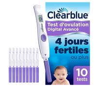 Clearblue Test d’Ovulation Digital Avancé, 1 Appareil Digital Et 10 Tests, Détecte des jours de fertilité élevée supplémentaires pour vous offrir davantage de chances de concevoir