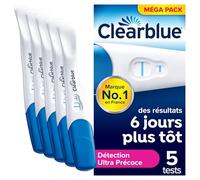 Clearblue Test De Grossesse, 5 unités, Détection Ultra Précoce de la Grossesse (10 mUI): Résultats jusqu’à 6 Jours avant le Retard de vos Règles, Pratique et Rapide, Fiable à Plus De 99%