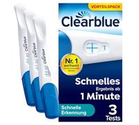 Clearblue Test de grossesse, détection rapide, pack avantageux, résultat possible en 1 minute, 3 tests