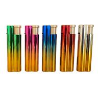 Clearfee Briquet à flamme jet tempête | Coupe-vent, résistant aux intempéries | Rechargeable | Couleurs élégantes or métallisé | Briquet électronique à flamme turbo jet (arc-en-ciel, 5)