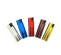 Clearfee Briquet Jet Flamme Tempête | Coupe-vent, Résistant aux intempéries | Rechargeable | Élégance Métallique Dorée | Briquet électronique à flamme turbo jet (Uni, 5)