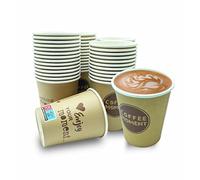 CLEARFEE Lot de 100 gobelets à café jetables en carton de qualité supérieure - 200 ml - 0,2 l - Avec couvercles