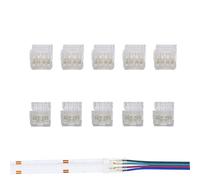 Clearhill 10mm 4Pin 10Pcs Transparent Solderless RGB LED Light Strip Connectors,Strip to Wire Connectors,for 5V/12V/24V RGB LED Strips,No Soldering Required,Secure Connection.