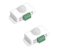 Clearhill 2 pièces Interrupteur à Détecteur de Mouvement PIR 12V-24V - Contrôleur Infrarouge pour Bandes Lumineuses LED,temporisateur réglable (1-10 Min),Angle de détection 120°,portée 8 m (Blanc).