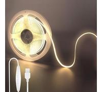 Clearhill 2Pack Bande LED COB USB 5V avec interrupteur dimmable,16,4pieds/5m,blanc naturel 4000K,320LED/m,largeur 8mm,non étanche IP20,câble USB avec interrupteur 1,5m,pour décoration intérieure DIY