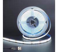 Clearhill 2Packs 5V USB COB LED Strip Lights,Cool White 6500K,8mm Width 320LEDs/m,CRI90,3.28FT/ 1M,Electroplated Double-Sided Panel Light Strip,Waterproof IP20,Flexible Strip for Indoor Decoration