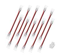 Clearhill 5mm 2Pin 10Pcs COB LED Strip Connectors,Double-ended Strip to Wire Solderless With 10cm Wire Connector,for 5mm Single Color COB LED Strips