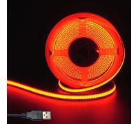 Clearhill 5V 8mm Width USB COB LED Strip Lights,Red,320LEDs/M,8W/M,CRI90,16.4FT/5M,Electroplated Double-sided Panel Light Strip,Waterproof IP20,Flexible Strip for Indoor Decoration
