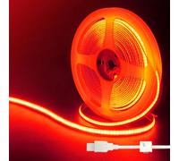 Clearhill 5V USB COB LED Strip Lights,6.56FT/2M,Red,320LEDs/M,8mm Width,Not Waterproof IP20,1M USB Cable,Flexible LED Tape Light for DIY Home Indoor Decoration