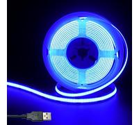Clearhill 5V USB COB LED Strip Lights,Blue,8mm Width 320LEDs/m,8W/m,CRI90,16.4FT/5M,Electroplated Double-Sided Panel Light Strip,Waterproof IP20,Flexible Strip for Indoor Decoration