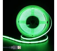 Clearhill 5V USB COB LED Strip Lights,Green,8mm Width 320LEDs/m,8W/m,CRI90,9.84FT/3M,Electroplated Double-Sided Panel Light Strip,Waterproof IP20,Flexible Strip for Indoor Decoration