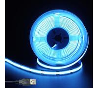 Clearhill 5V USB COB LED Strip Lights,IceBlue,8mm Width 320LEDs/m,8W/m,CRI90,9.84FT/3M,Electroplated Double-Sided Panel Light Strip,Waterproof IP20,Flexible Strip for Indoor Decoration